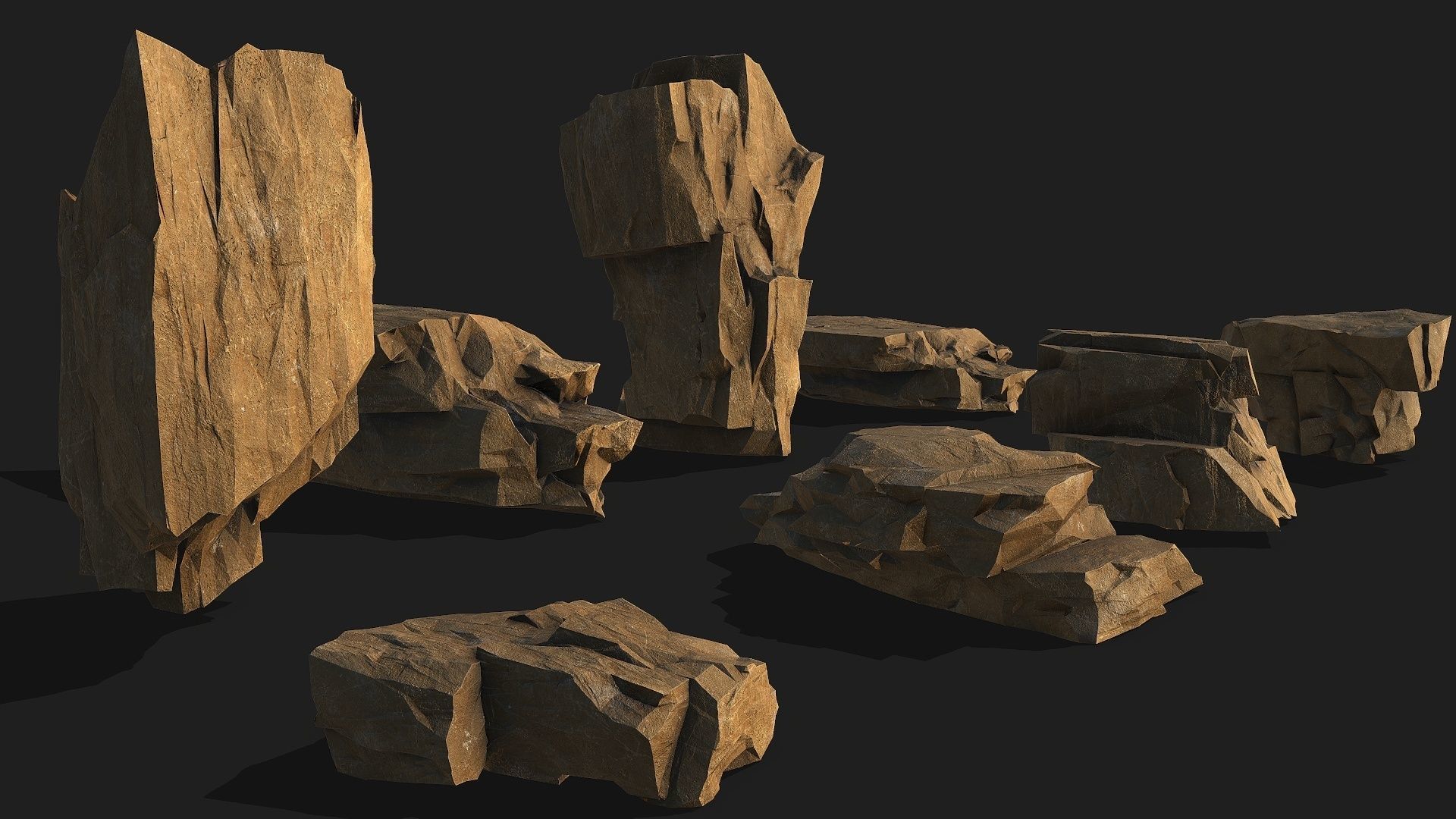 desert rocks - 3D Models PBR Pack 10 Low-poly 3D model_3