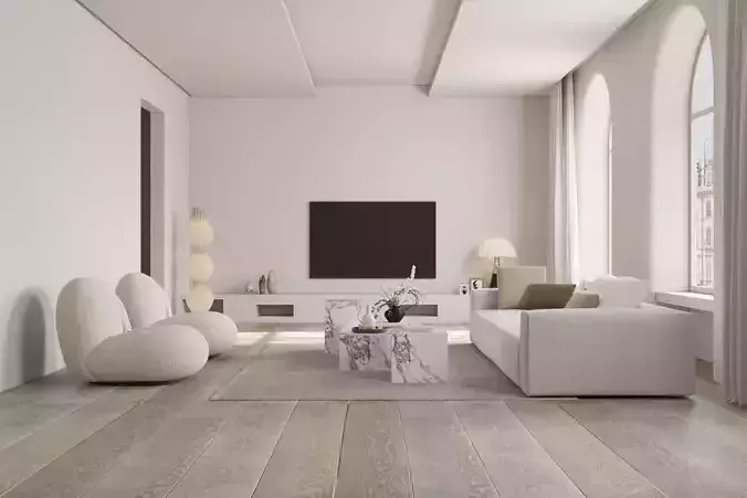 Mid Century interior scene 