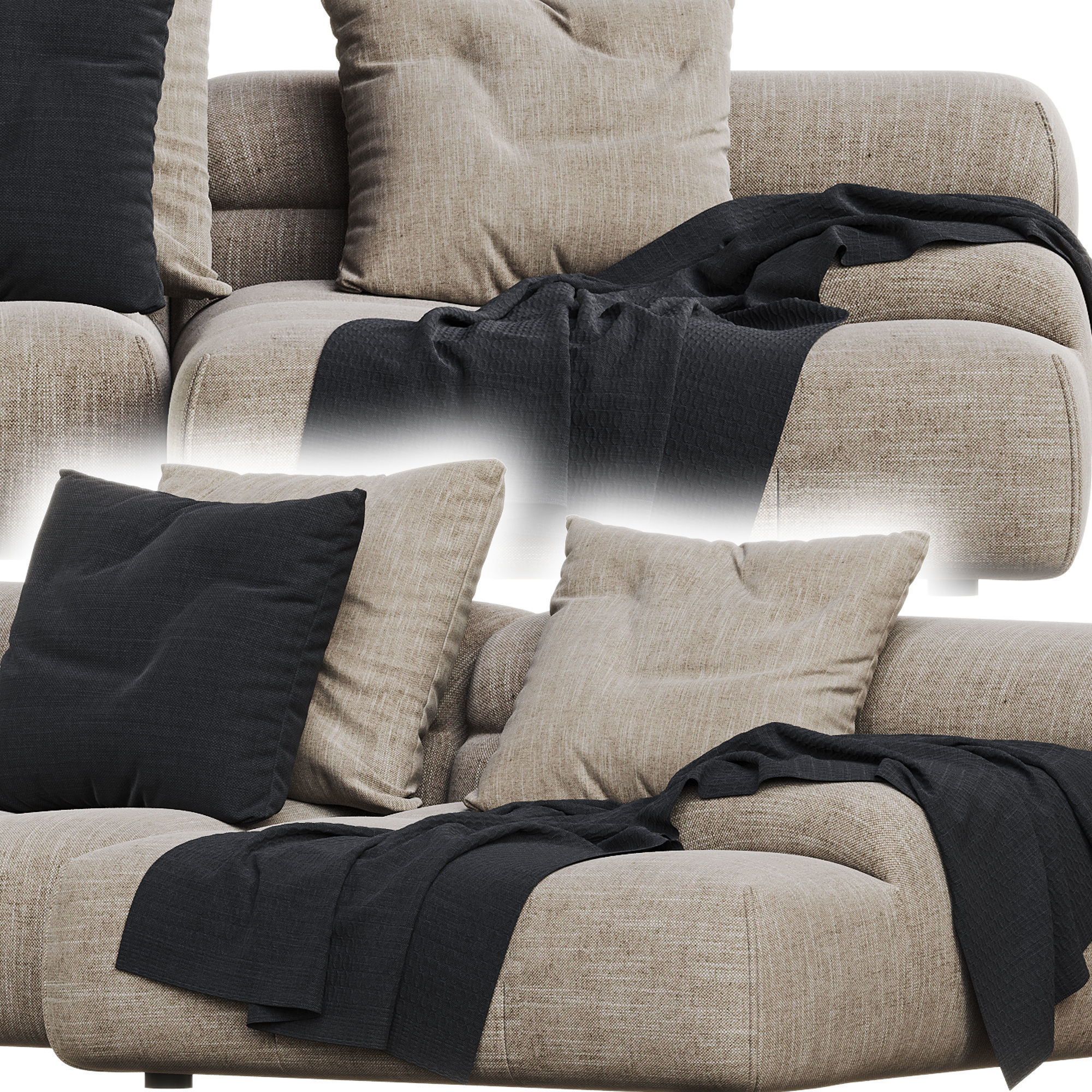 Tufty Time Sofa By BB Italia 3D model_3