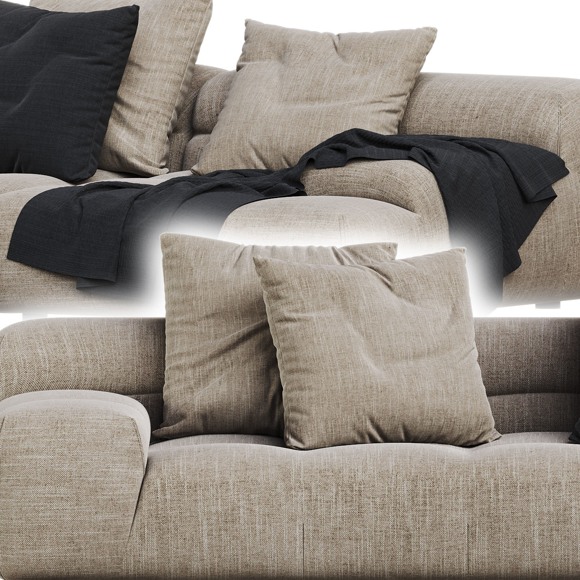 Tufty Time Sofa By BB Italia 3D model_2