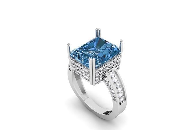 Radiant Ruby and Diamond Ring R 208 3D print model