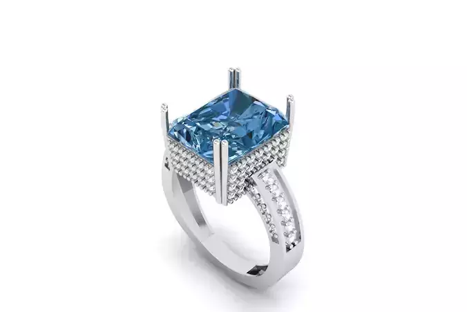 Radiant Ruby and Diamond Ring R 208 3D print model