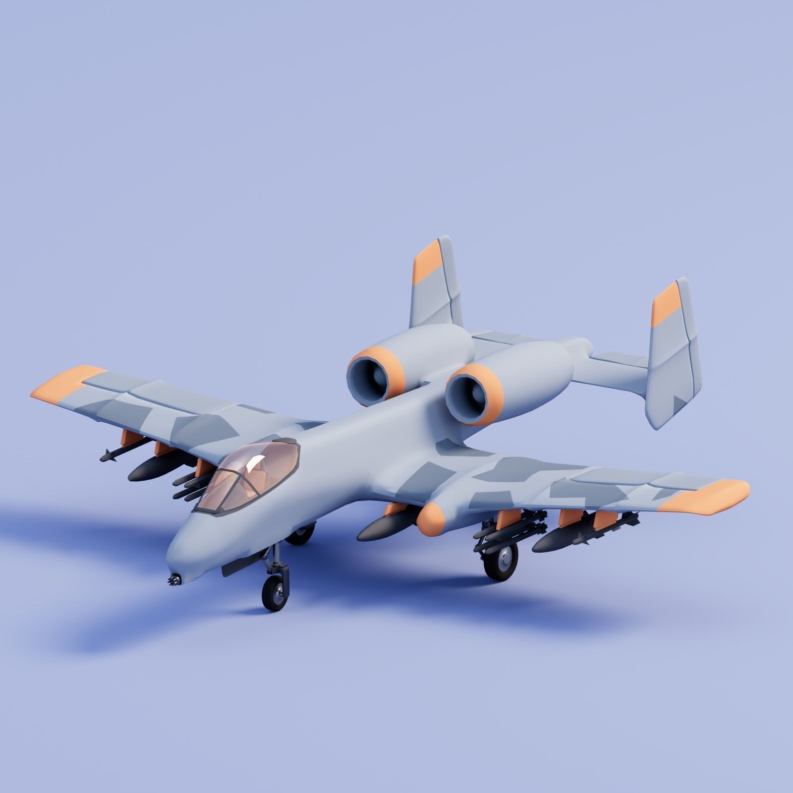 A-10a thunderbolt Low-poly 3D model_1