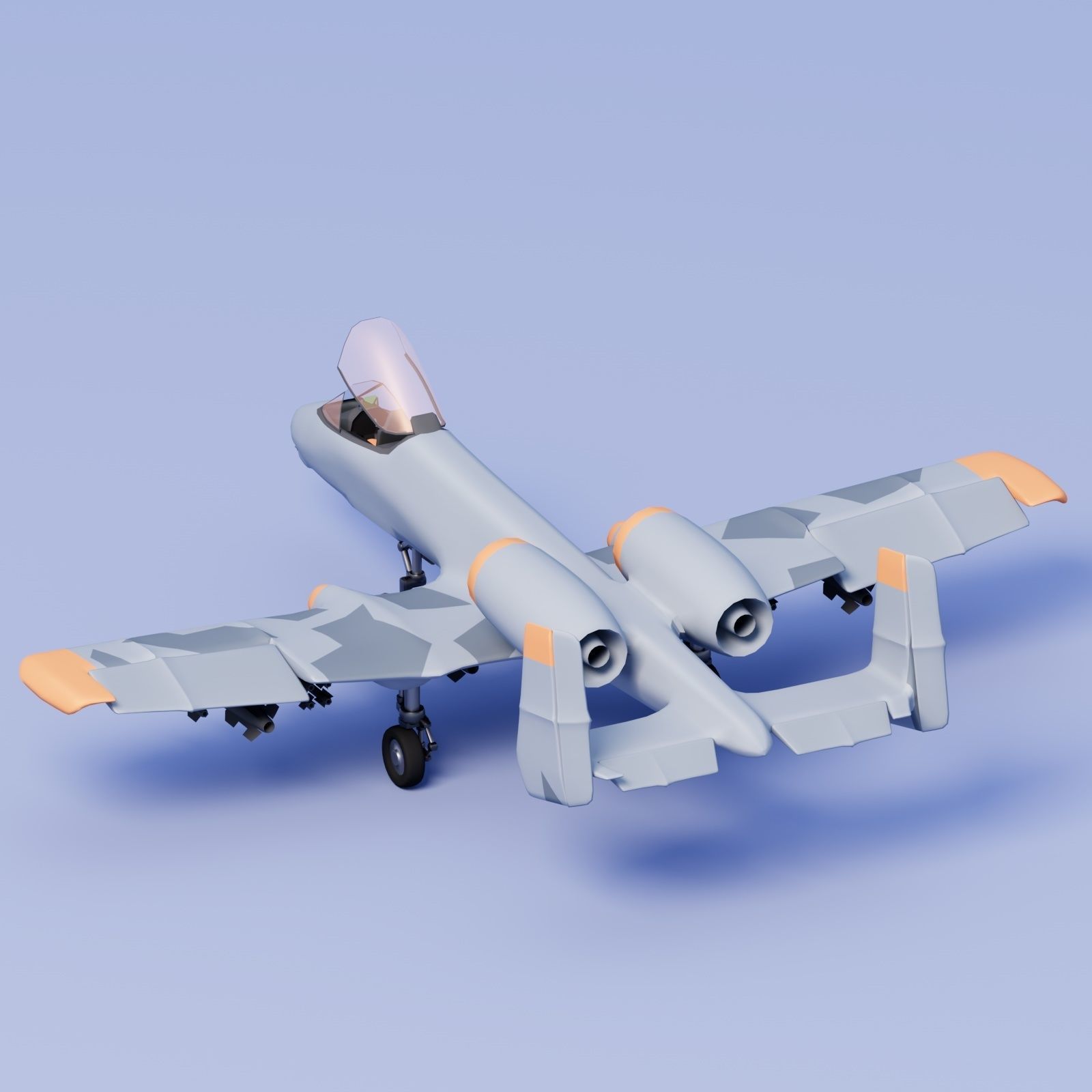 A-10a thunderbolt Low-poly 3D model_2