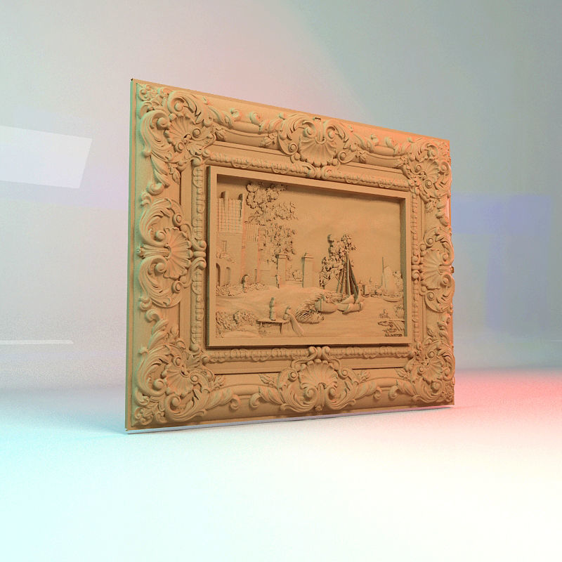 Painting of a pier 3d STL models for CNC router 3D print model 3D print model_2