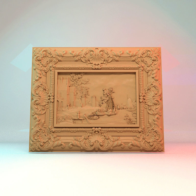 Painting of a pier 3d STL models for CNC router 3D print model 3D print model_1