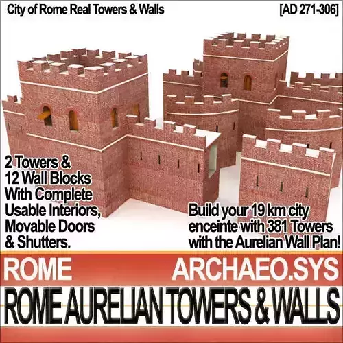 Rome City Towers Walls Aurelian 3D model