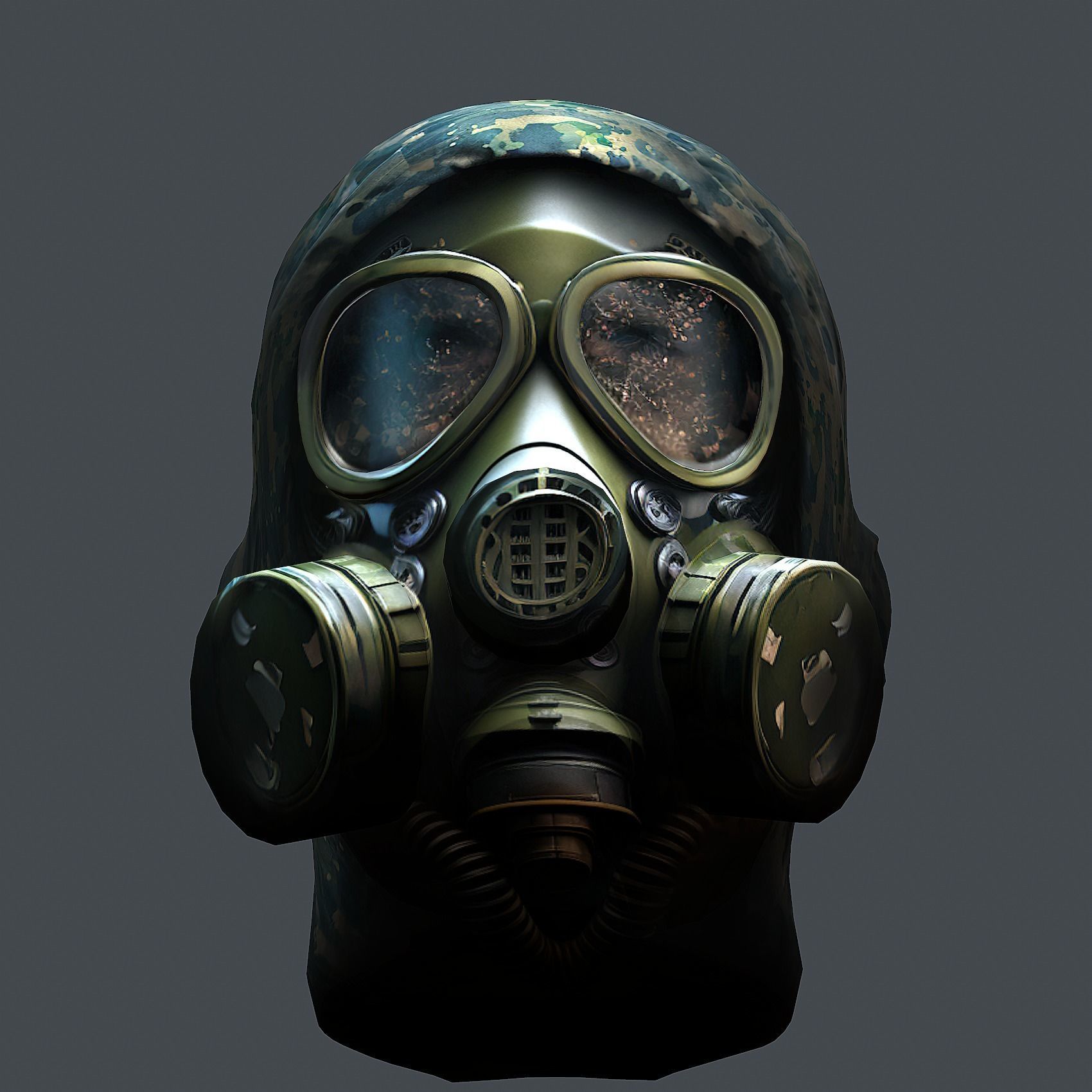 Gas mask helmet 3d model military combat Low-poly Low-poly 3D model_5