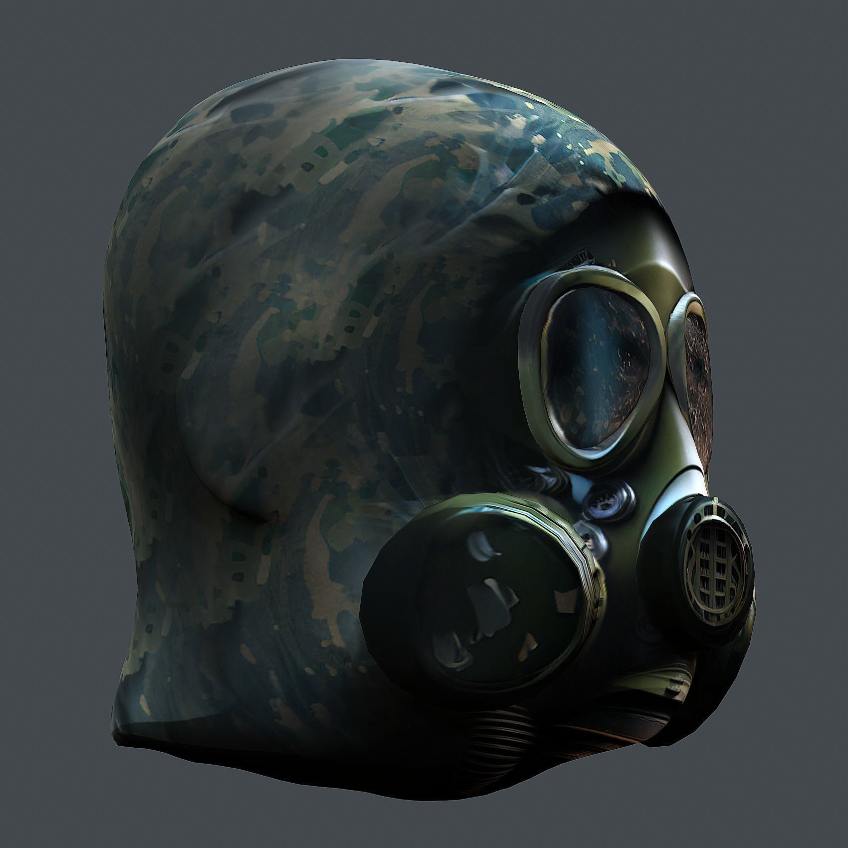 Gas mask helmet 3d model military combat Low-poly Low-poly 3D model_6