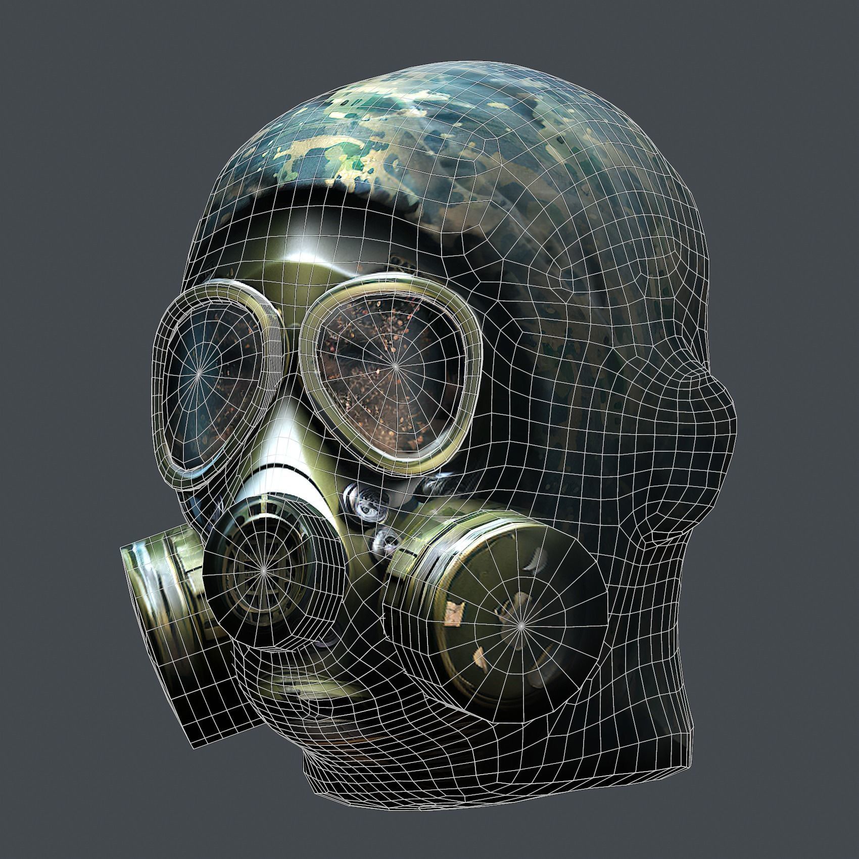 Gas mask helmet 3d model military combat Low-poly Low-poly 3D model_10