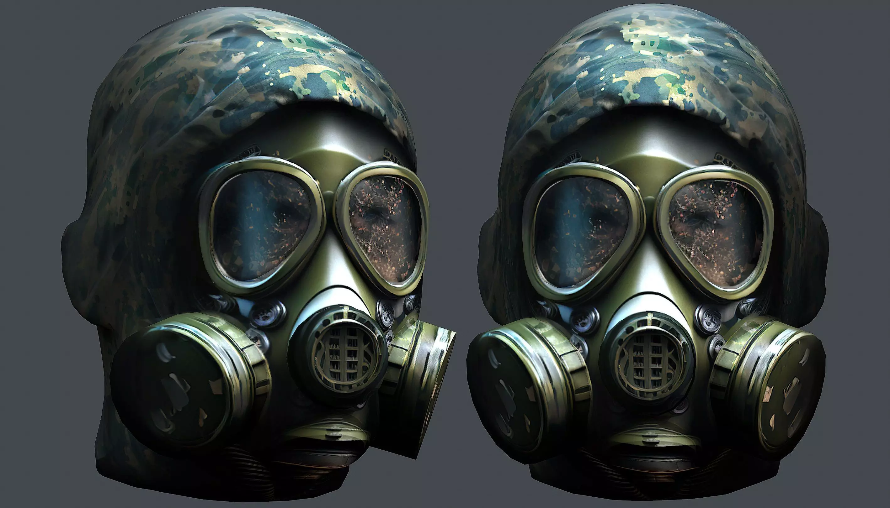 Gas mask helmet 3d model military combat Low-poly Low-poly 3D model_0