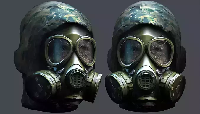 Gas mask helmet 3d model military combat Low-poly