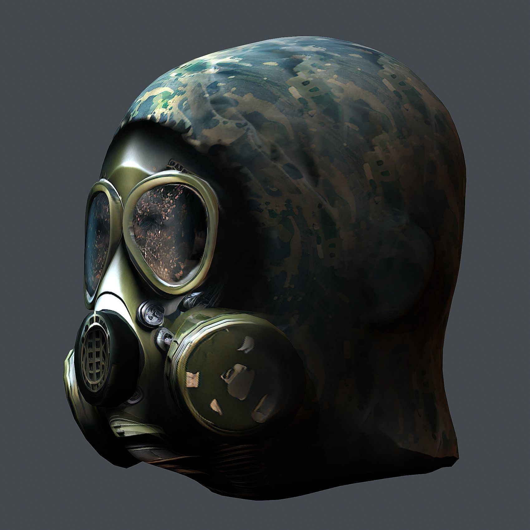 Gas mask helmet 3d model military combat Low-poly Low-poly 3D model_7