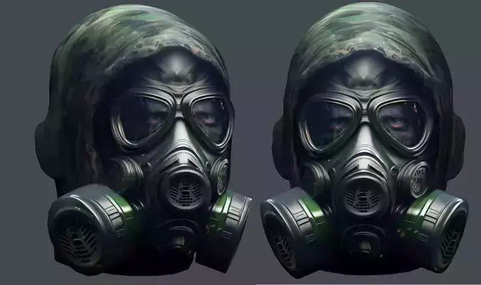 Gas mask helmet 3d model military combat Low-poly