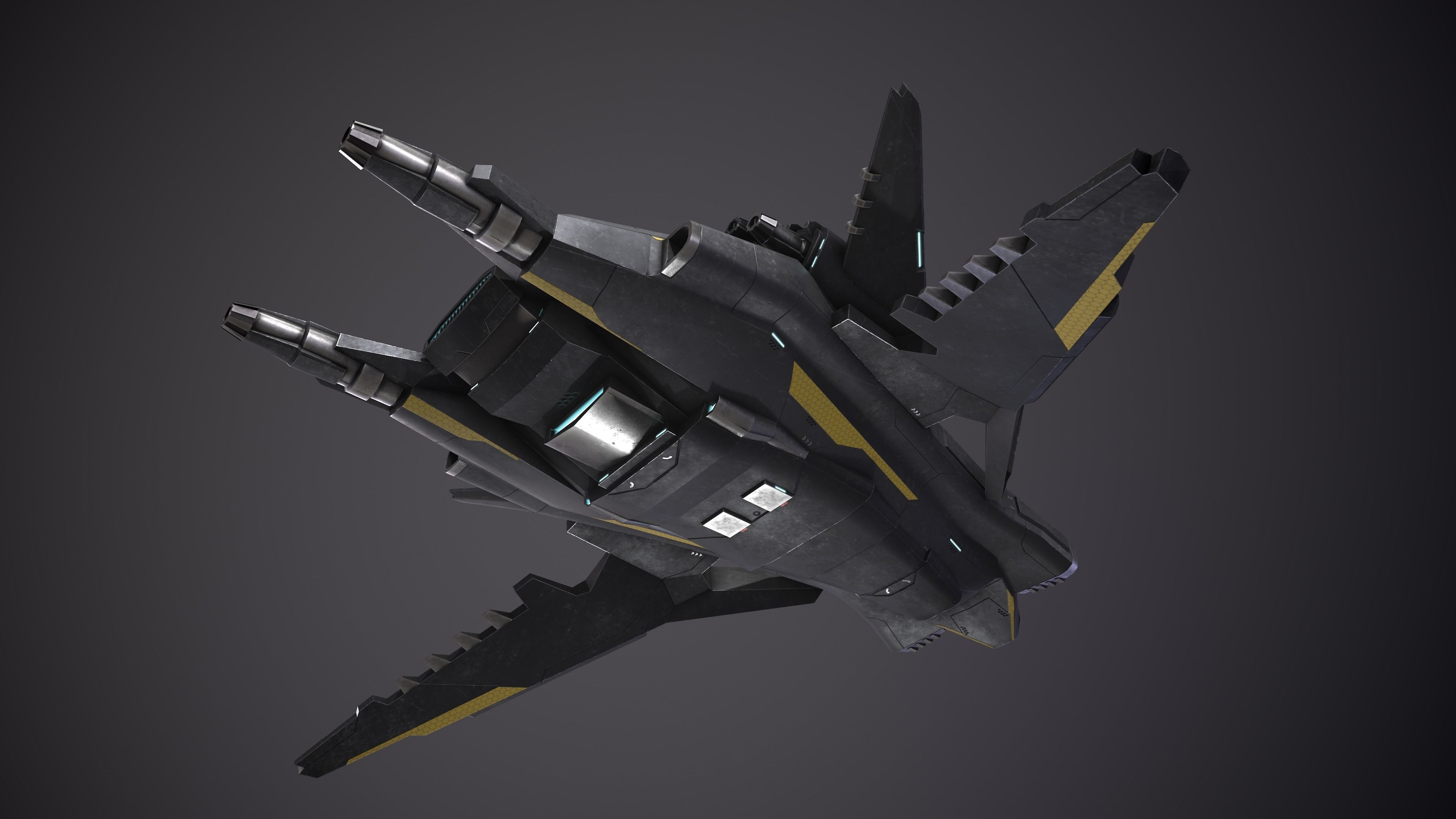 Spaceship Game ready 4k Textures Low-poly 3D model_6