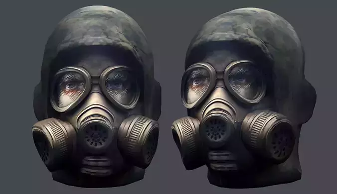 Gas mask helmet 3d model military combat Low-poly
