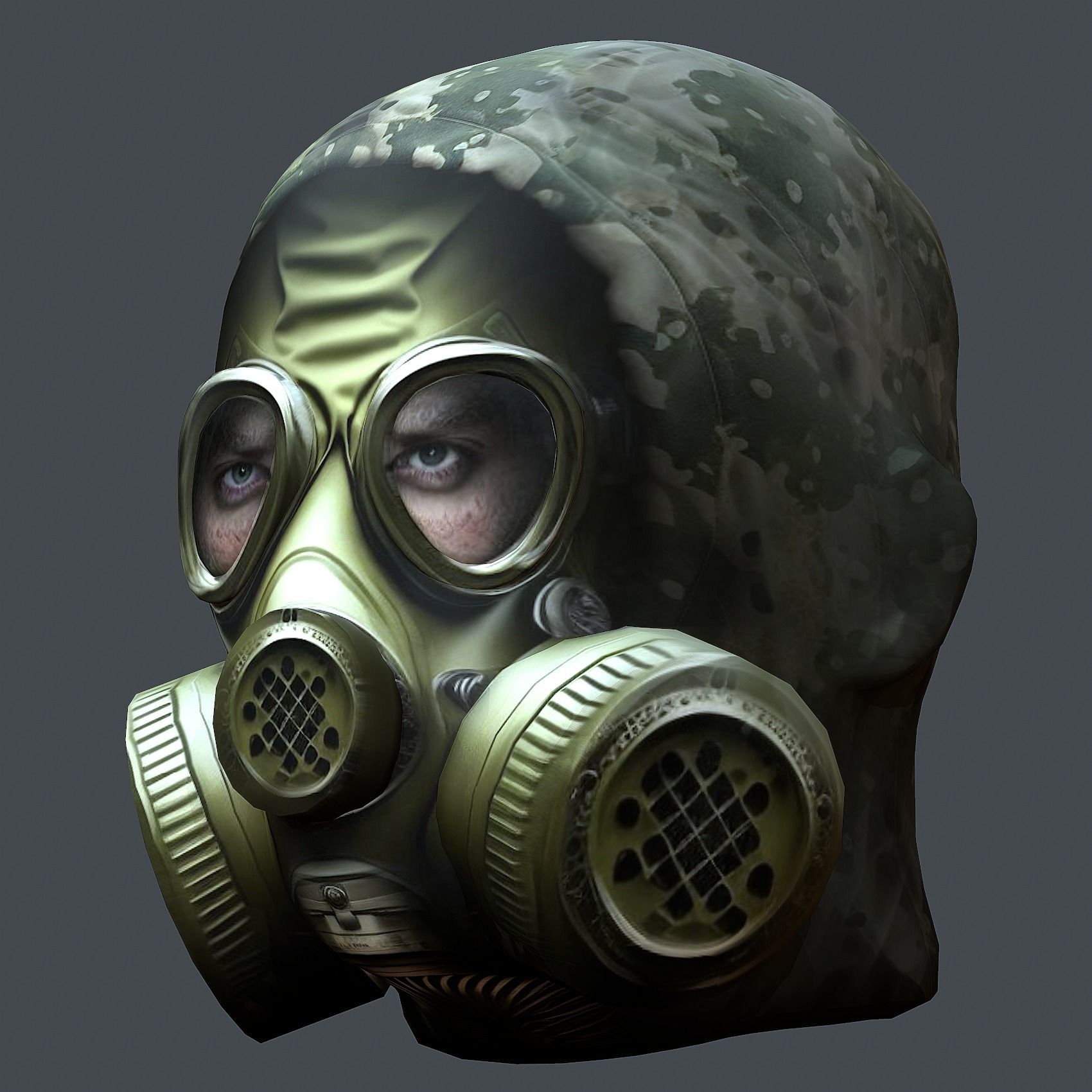 Gas mask helmet 3d model military combat Low-poly Low-poly 3D model_3