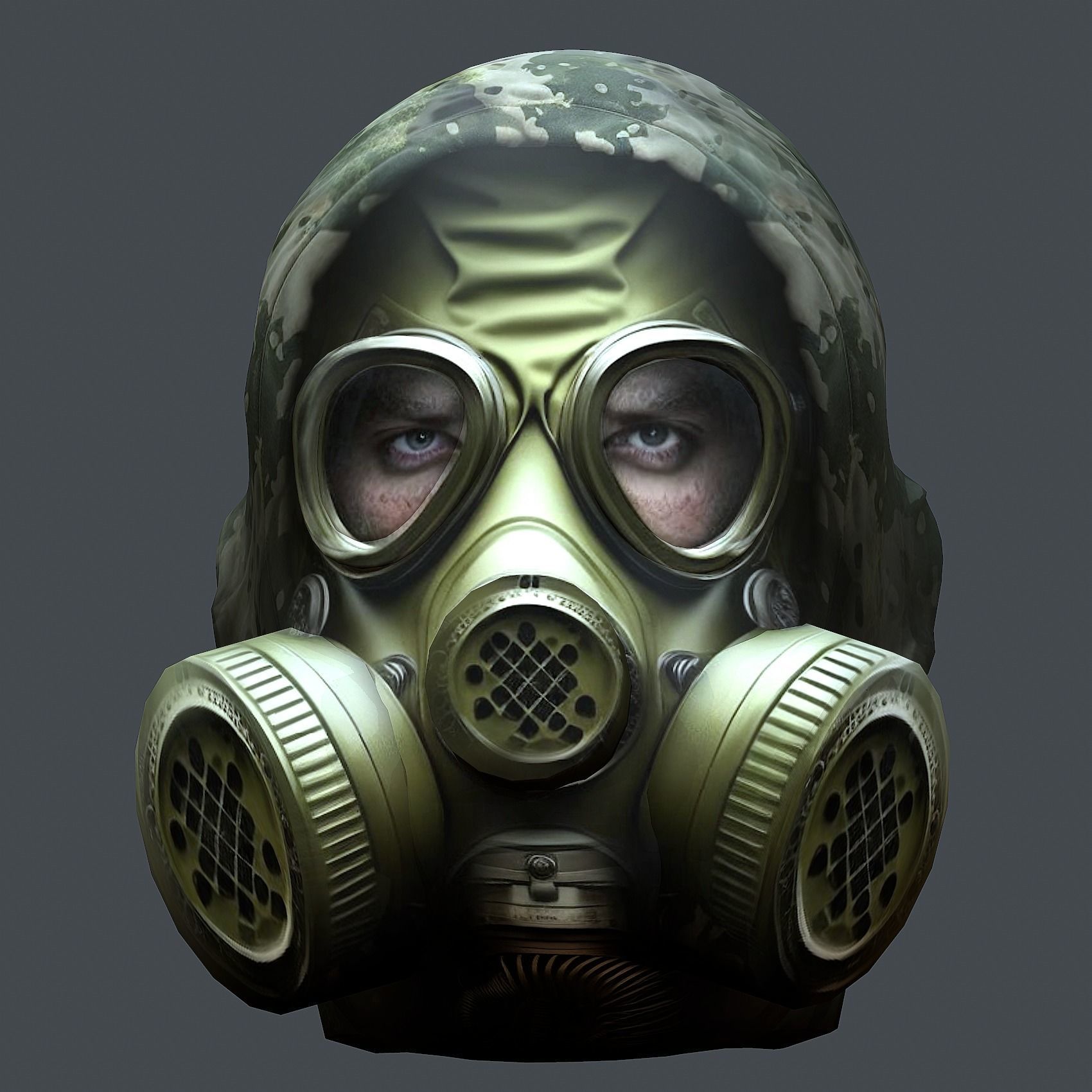 Gas mask helmet 3d model military combat Low-poly Low-poly 3D model_1