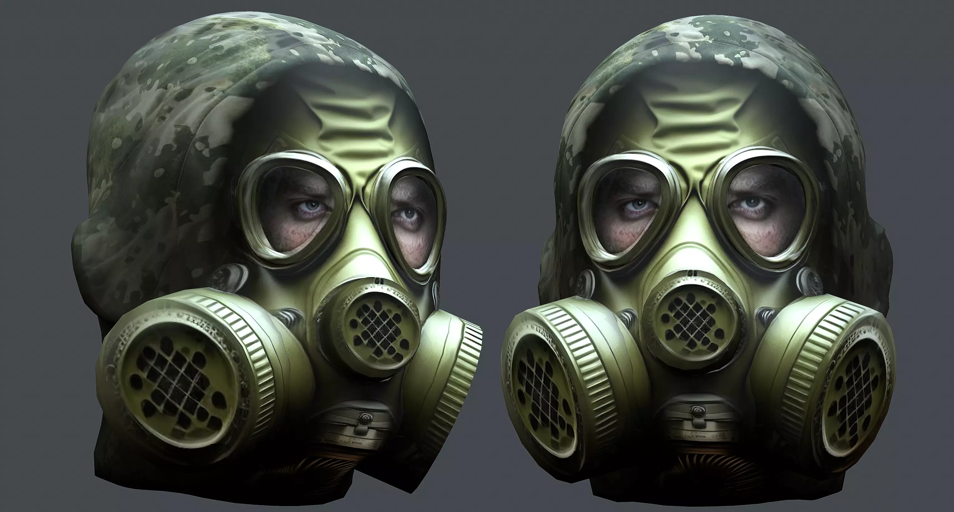 Gas mask helmet 3d model military combat Low-poly Low-poly 3D model_0