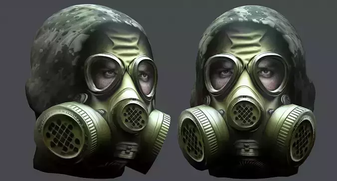Gas mask helmet 3d model military combat Low-poly