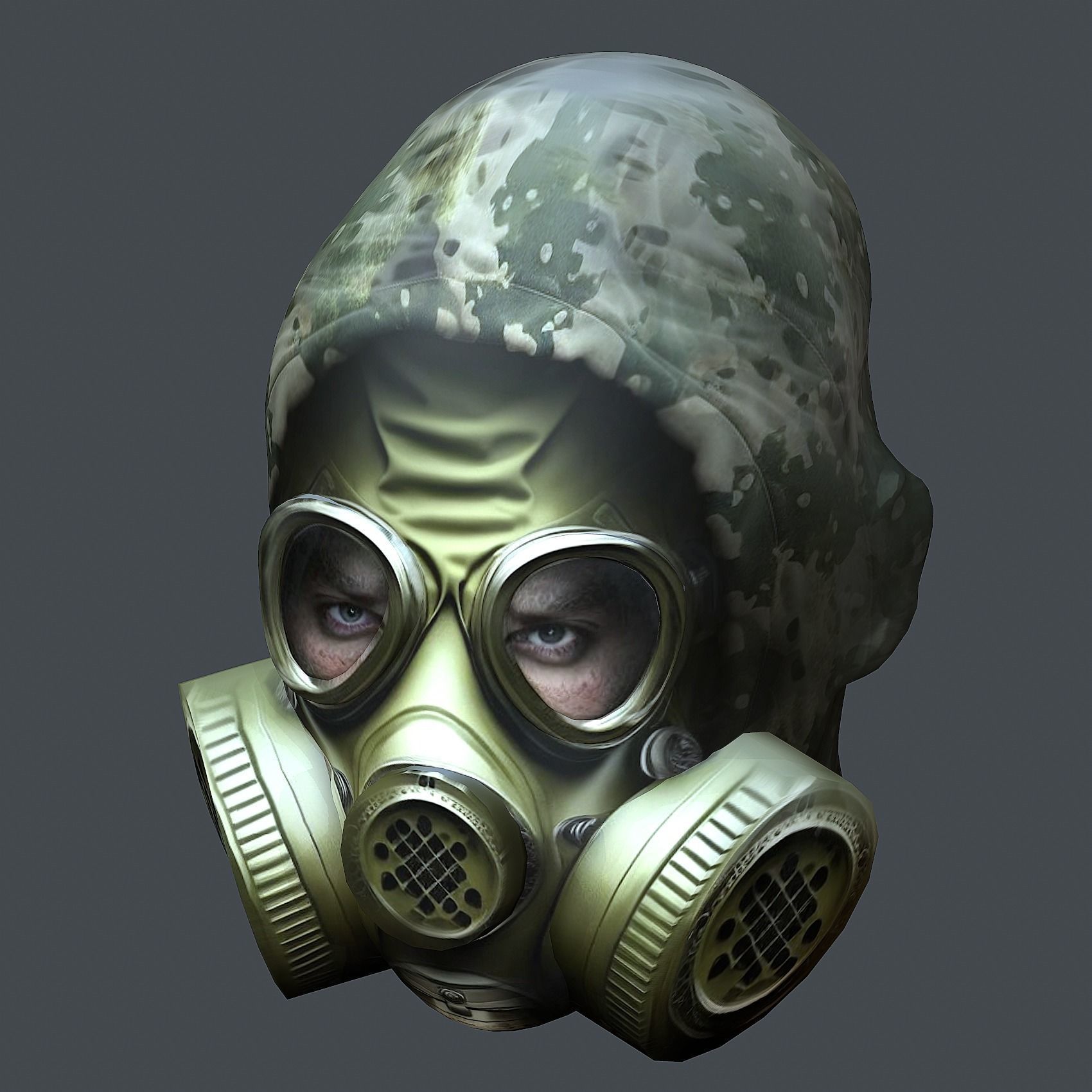Gas mask helmet 3d model military combat Low-poly Low-poly 3D model_4