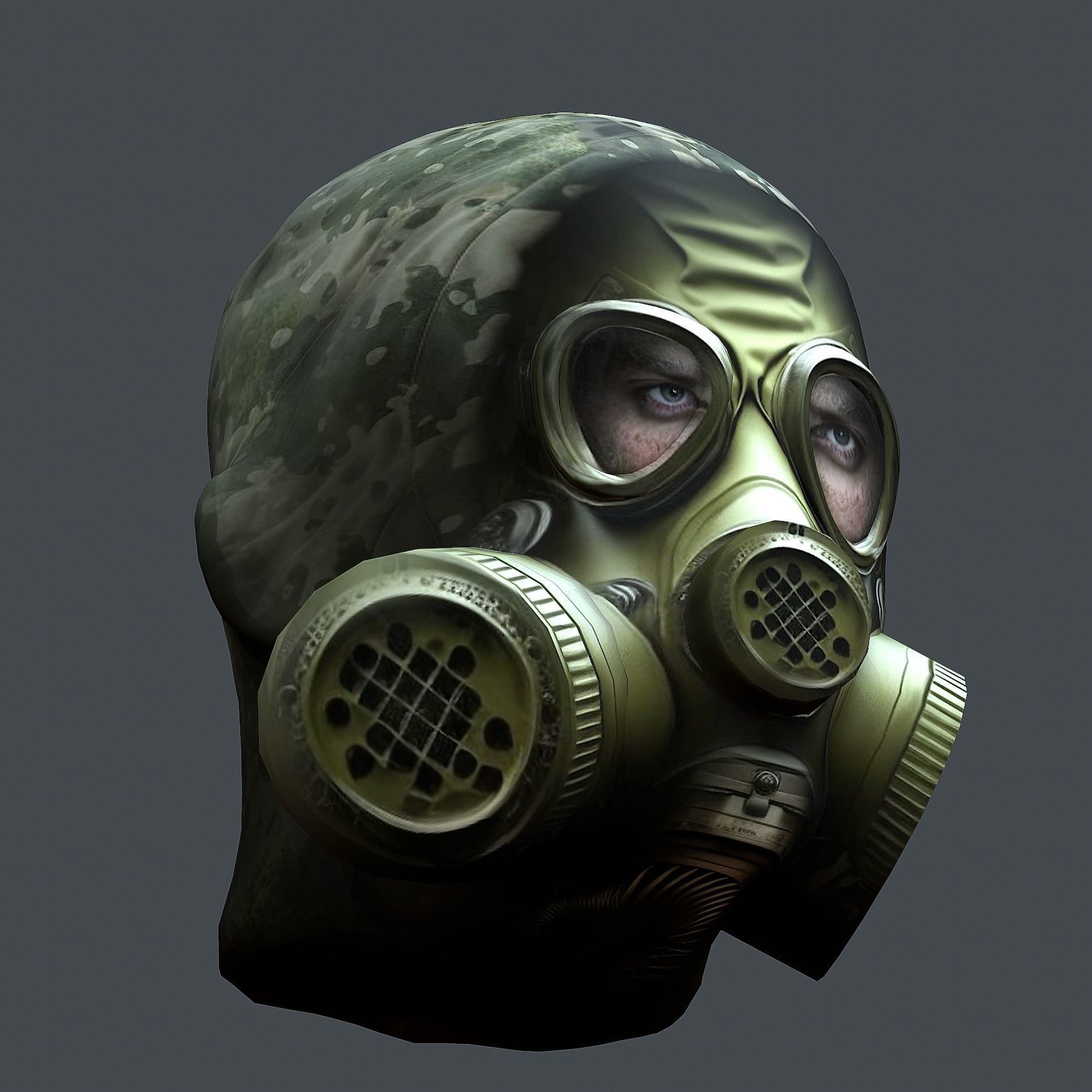 Gas mask helmet 3d model military combat Low-poly Low-poly 3D model_6