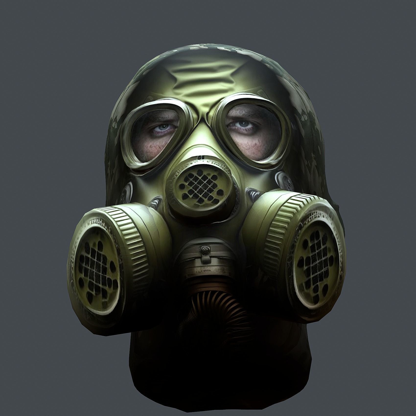 Gas mask helmet 3d model military combat Low-poly Low-poly 3D model_5