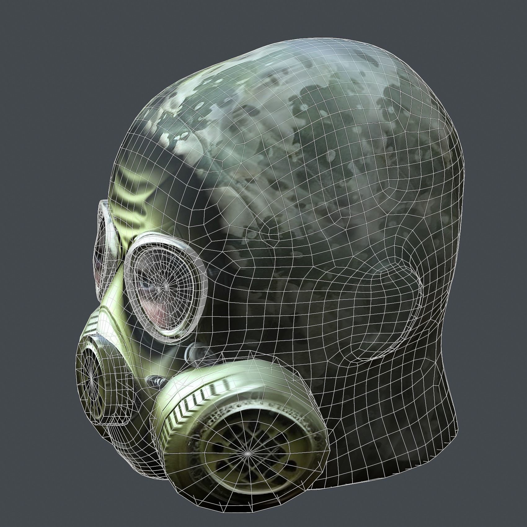Gas mask helmet 3d model military combat Low-poly Low-poly 3D model_10