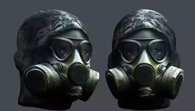 Gas mask helmet 3d model military combat Low-poly