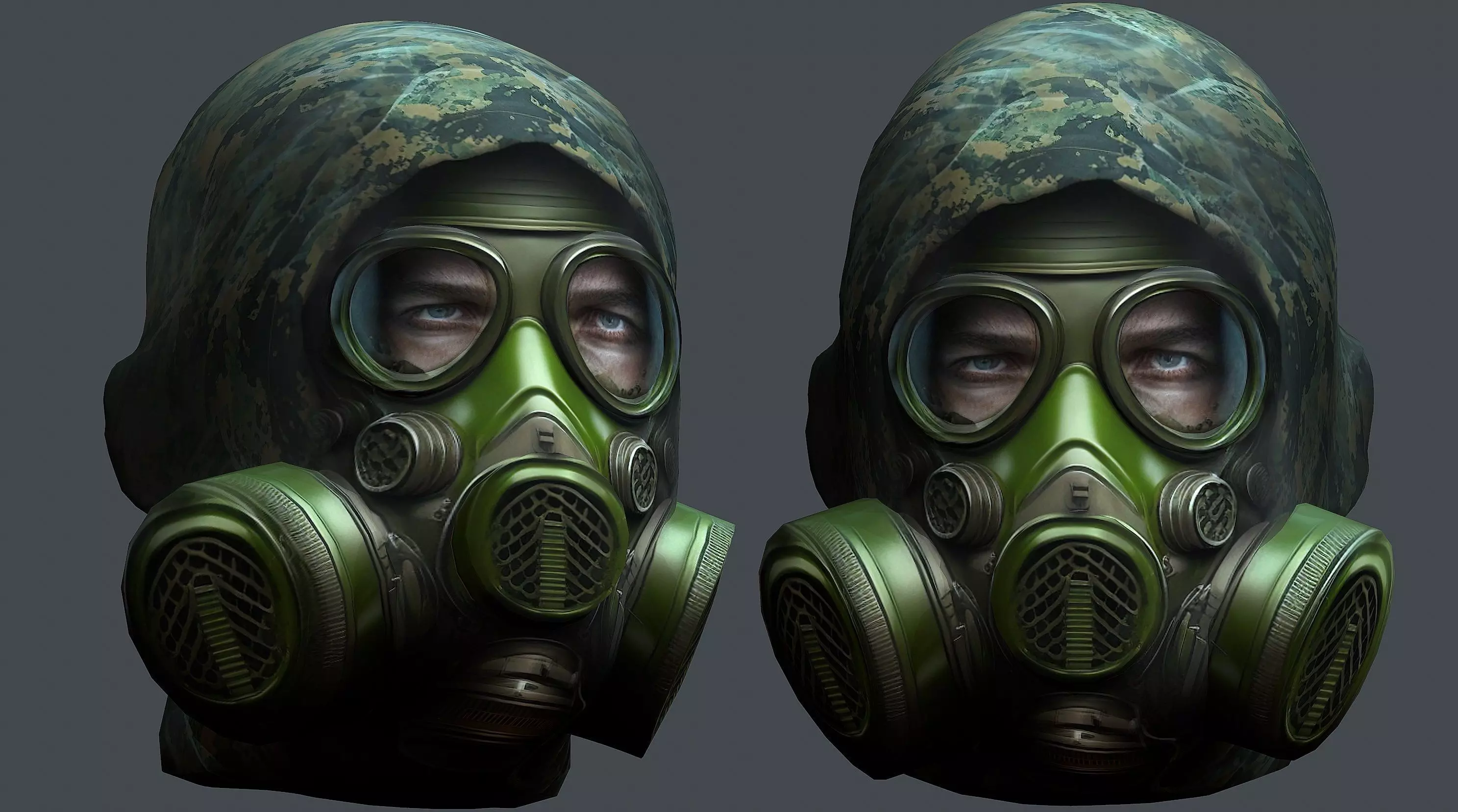 Gas mask helmet 3d model military combat Low-poly Low-poly 3D model_0