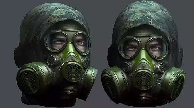 Gas mask helmet 3d model military combat Low-poly