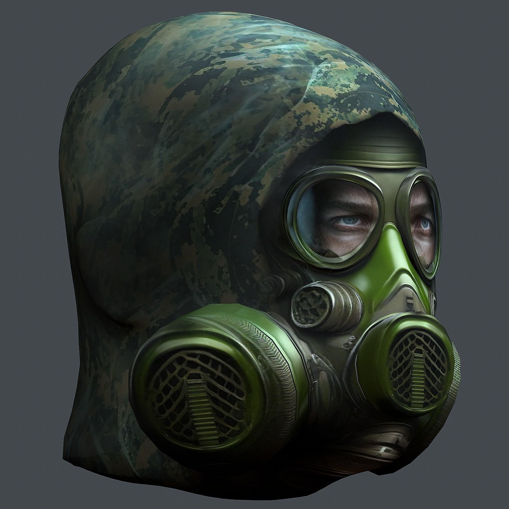 Gas mask helmet 3d model military combat Low-poly Low-poly 3D model_5