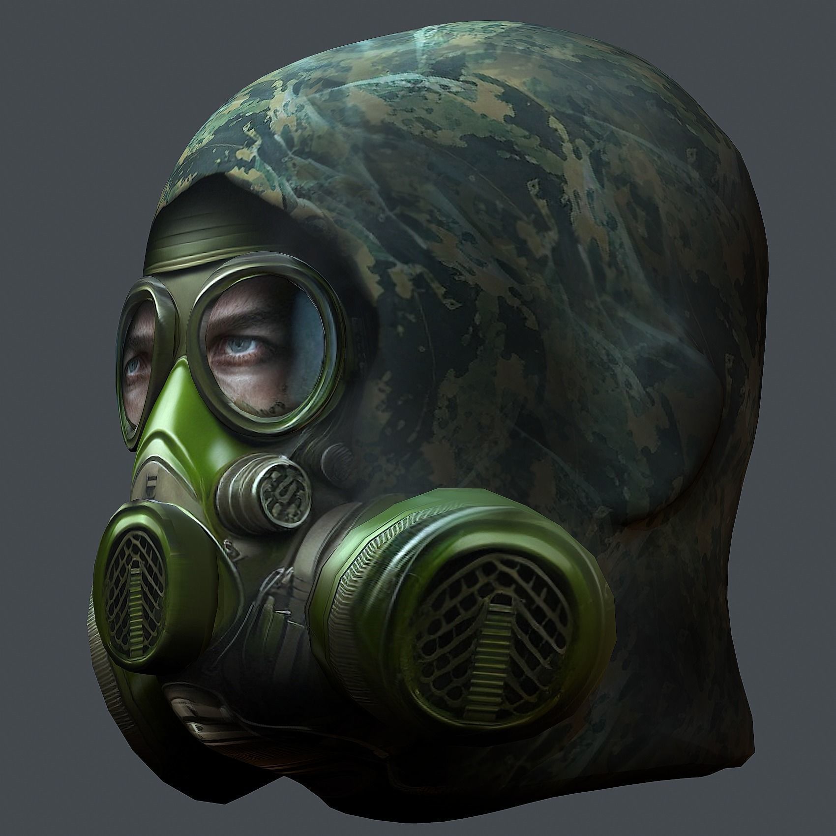 Gas mask helmet 3d model military combat Low-poly Low-poly 3D model_4