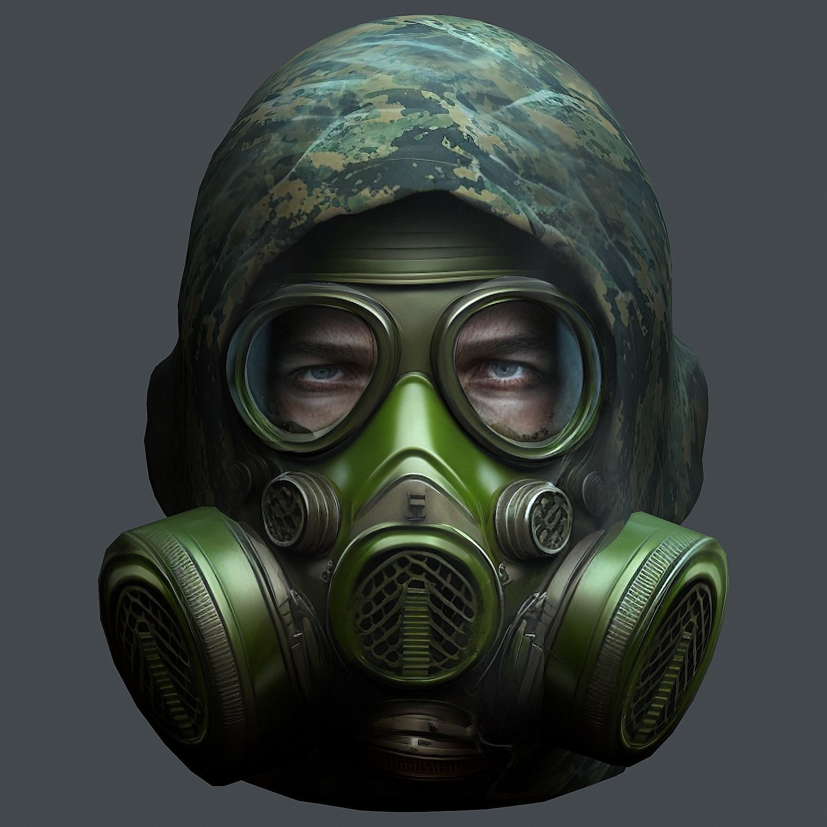 Gas mask helmet 3d model military combat Low-poly Low-poly 3D model_1
