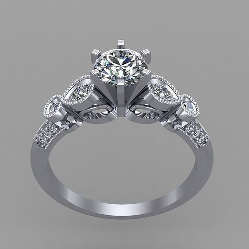 custom style diamond ring 3D print model