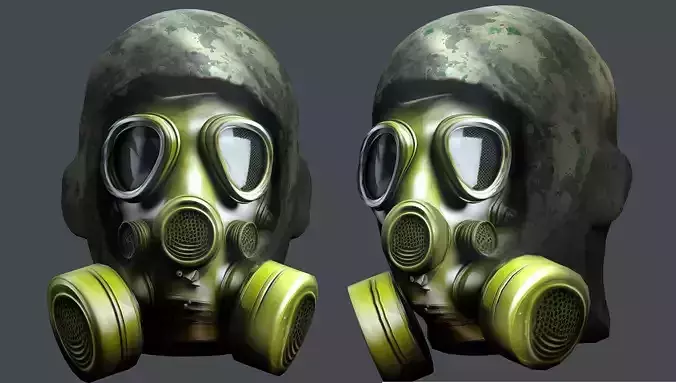 Gas mask helmet 3d model military combat Low-poly