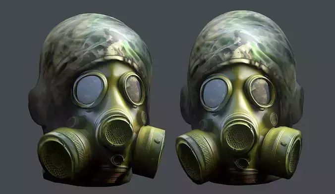 Gas mask helmet 3d model military combat Low-poly