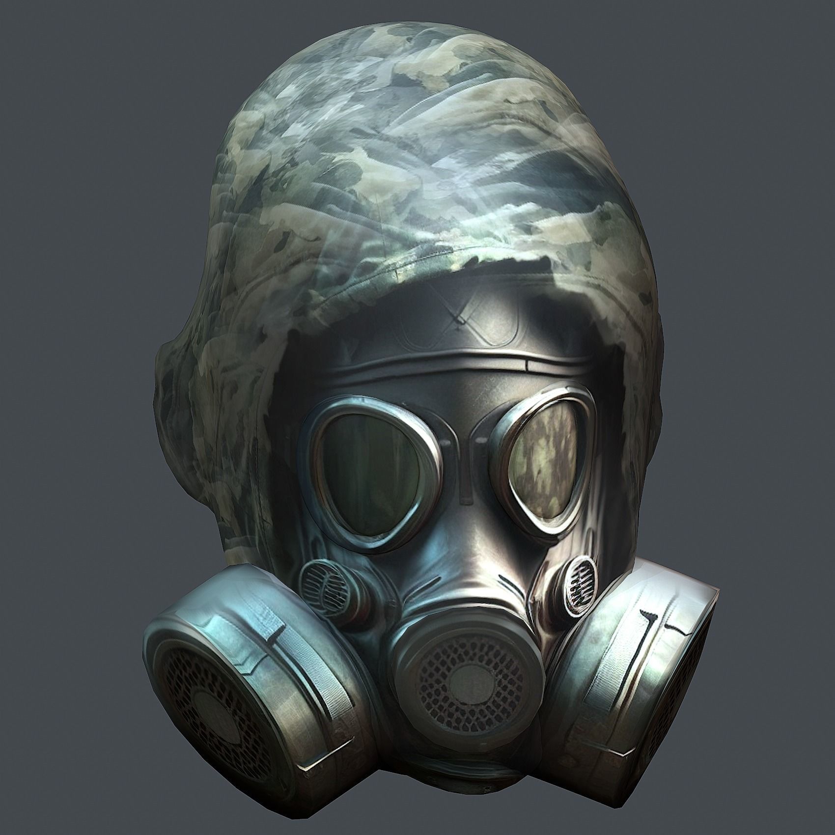 Gas mask helmet 3d model military combat Low-poly Low-poly 3D model_4
