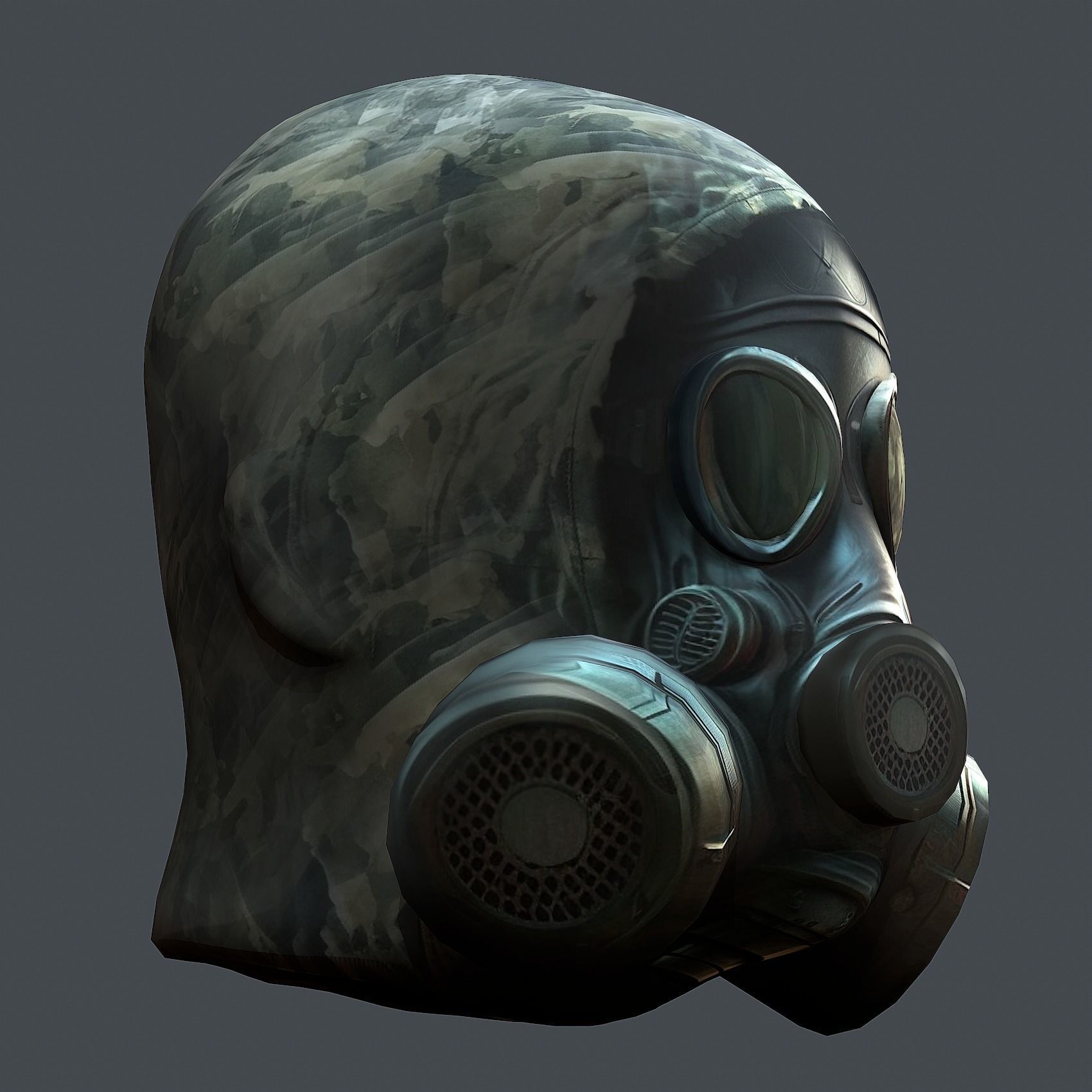 Gas mask helmet 3d model military combat Low-poly Low-poly 3D model_6
