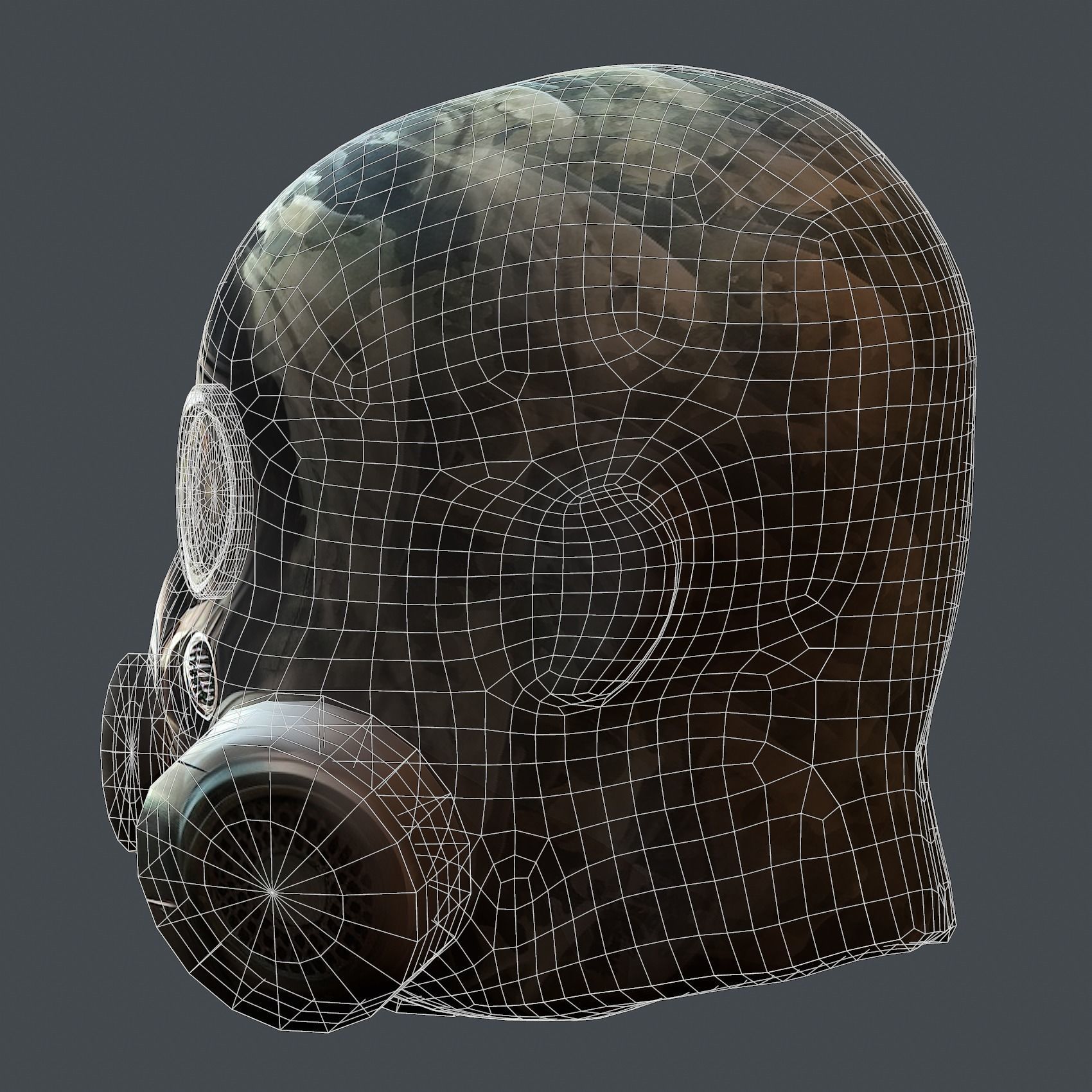 Gas mask helmet 3d model military combat Low-poly Low-poly 3D model_11