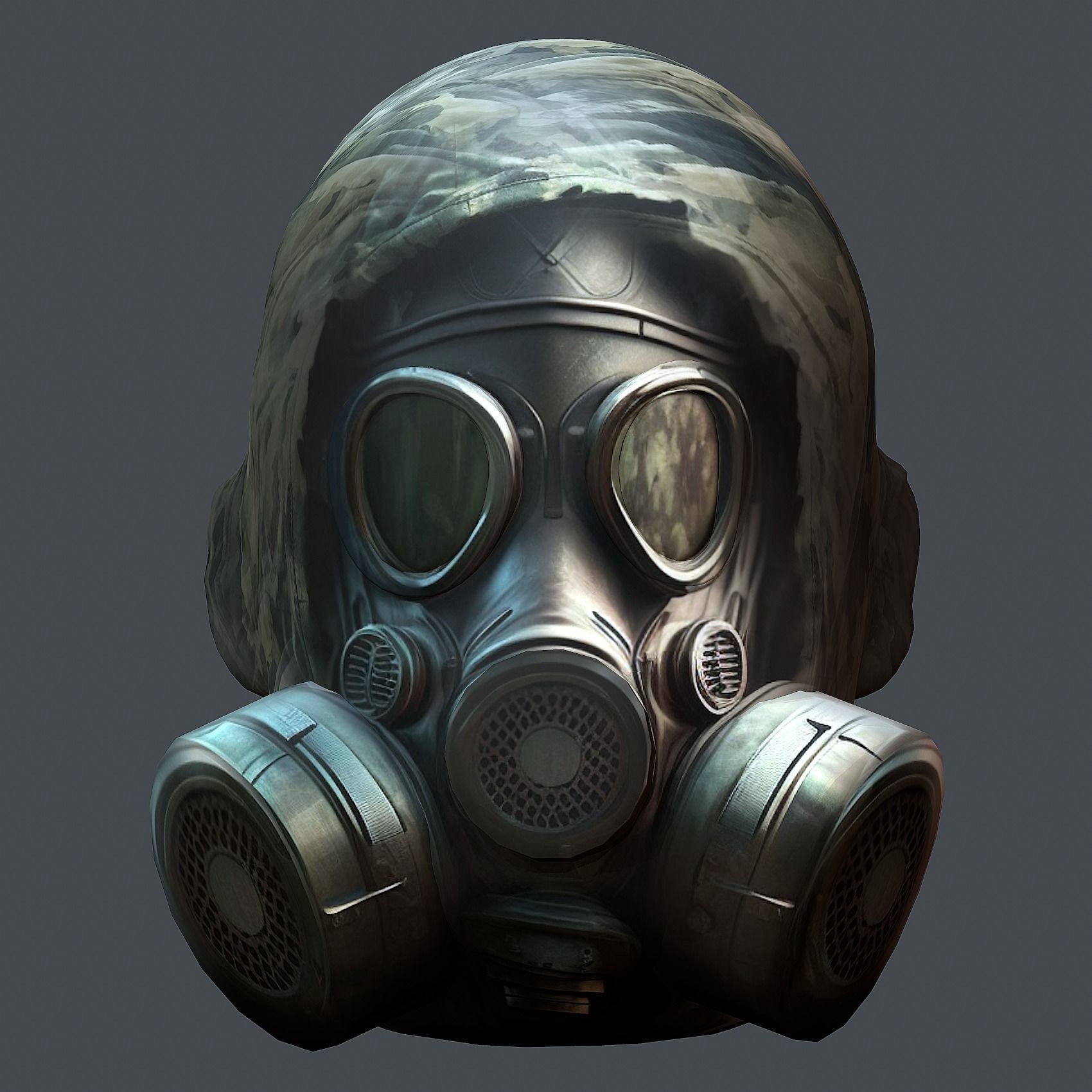 Gas mask helmet 3d model military combat Low-poly Low-poly 3D model_1