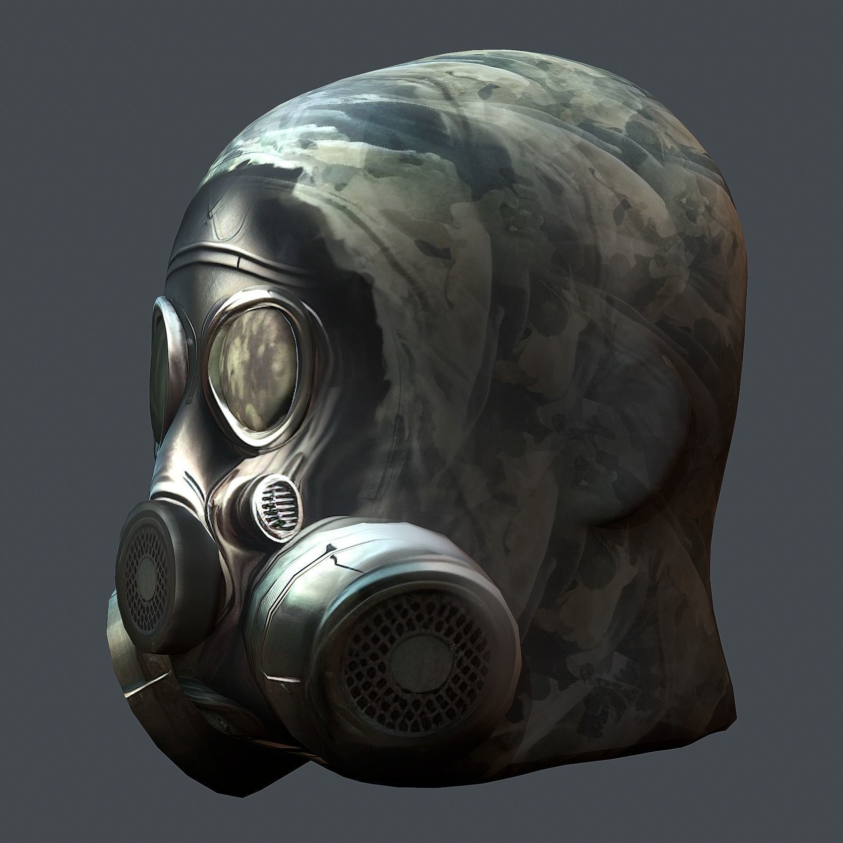 Gas mask helmet 3d model military combat Low-poly Low-poly 3D model_7