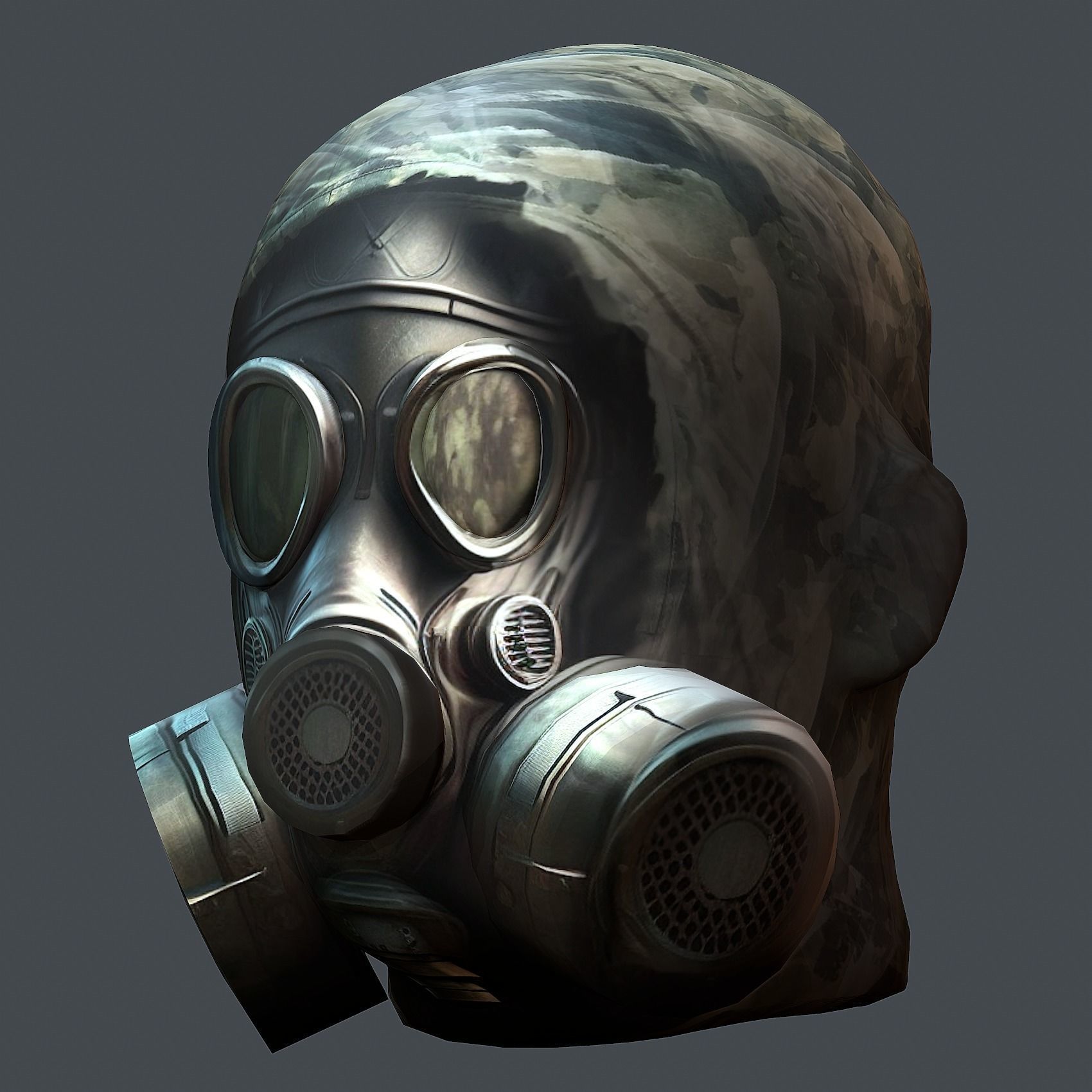 Gas mask helmet 3d model military combat Low-poly Low-poly 3D model_3