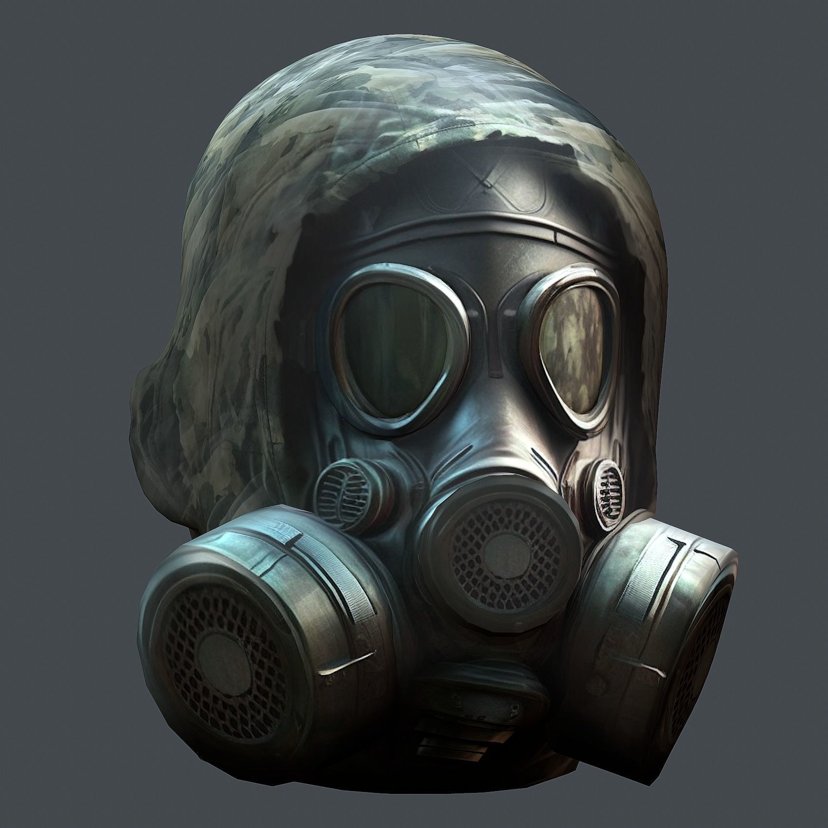 Gas mask helmet 3d model military combat Low-poly Low-poly 3D model_2