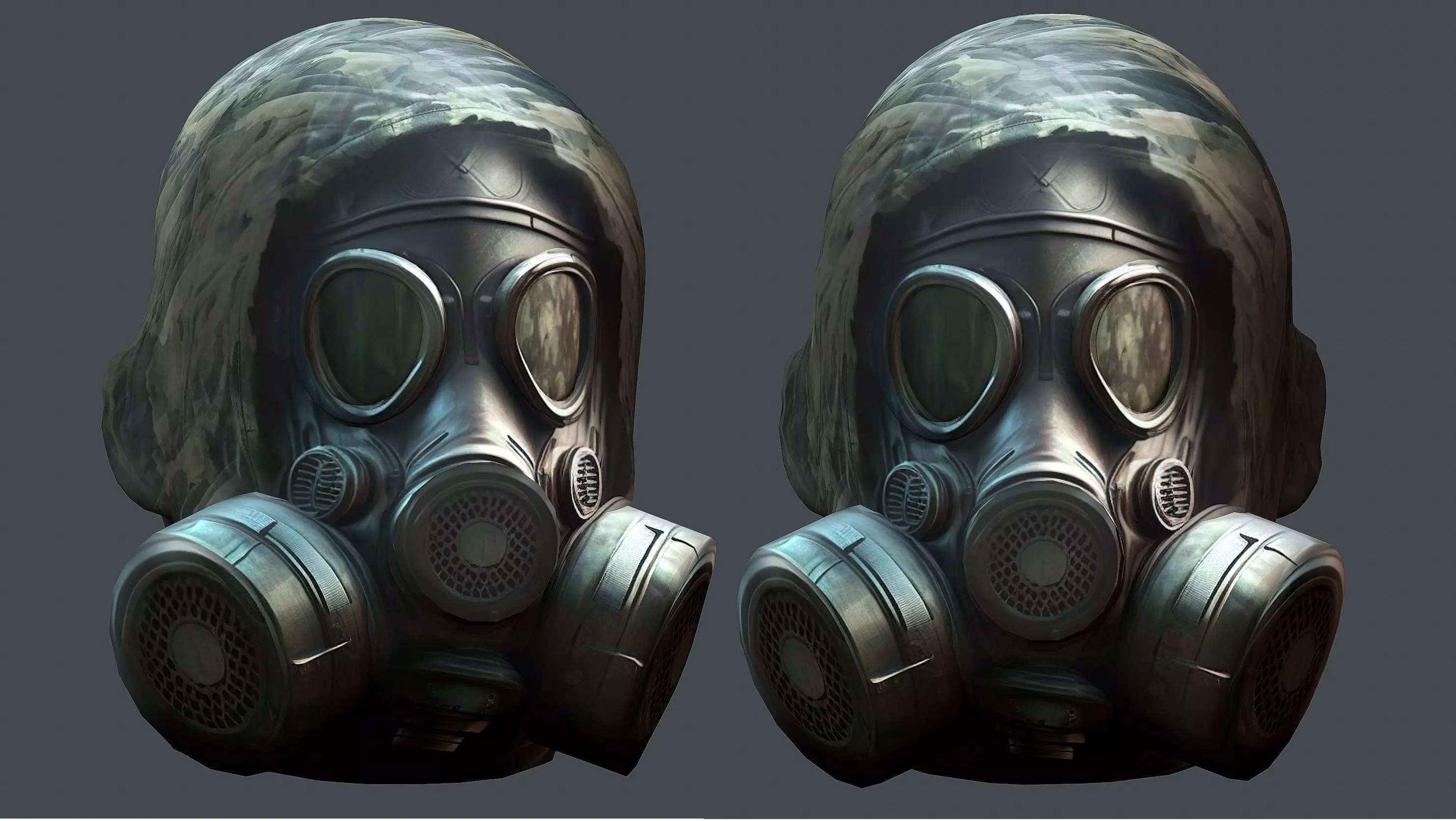 Gas mask helmet 3d model military combat Low-poly Low-poly 3D model_0