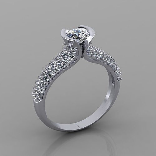 Custom style diamond ring 3D print model