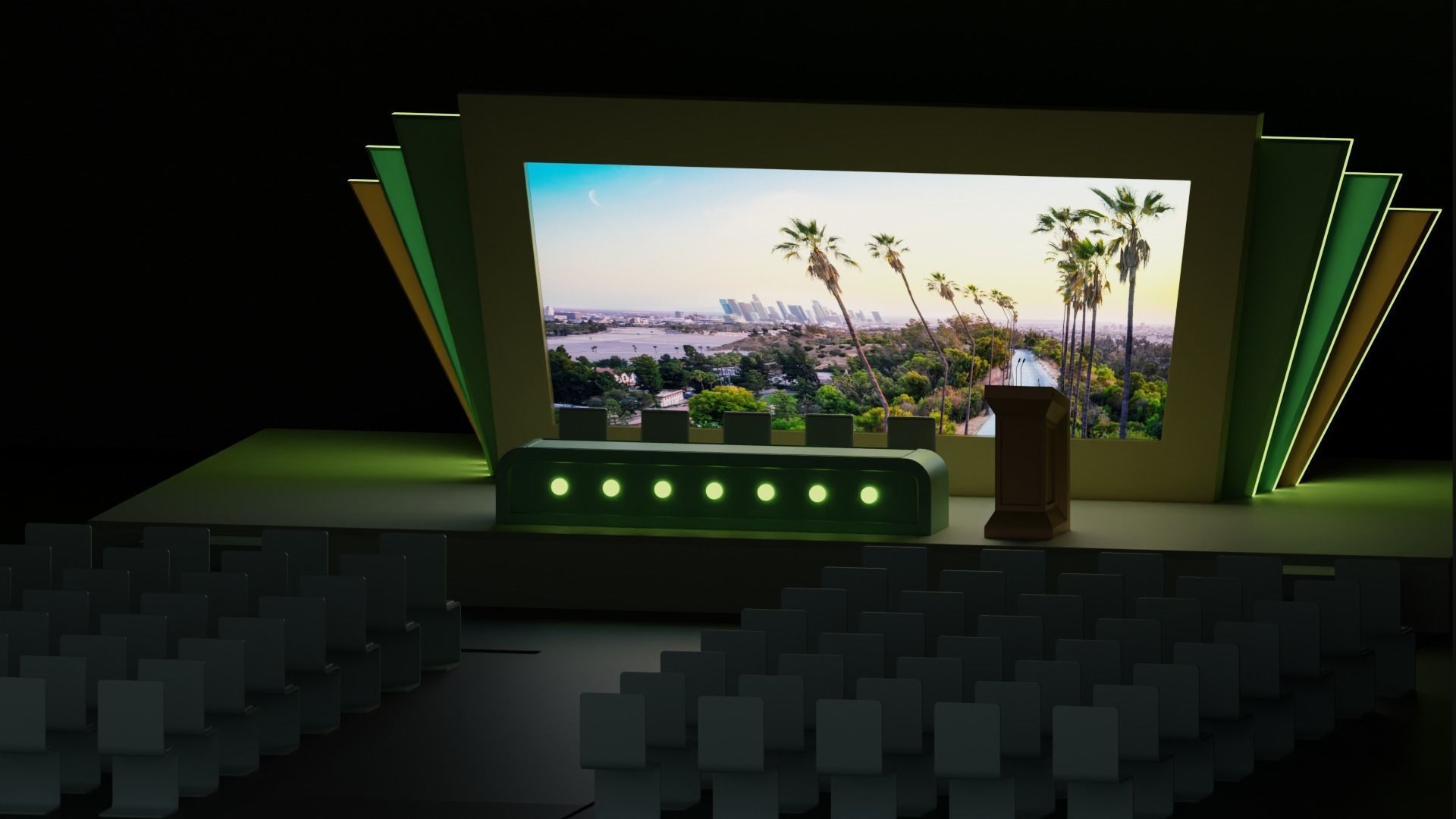 Conference Room or Event stage design with big display Low-poly 3D model_12