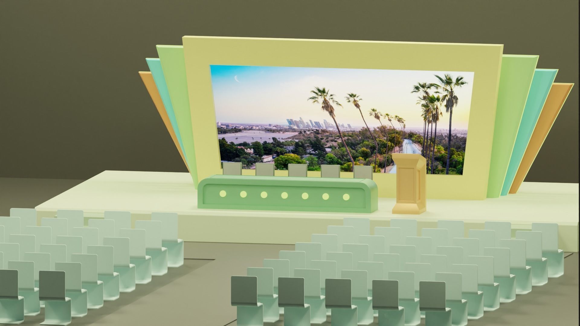 Conference Room or Event stage design with big display Low-poly 3D model_4