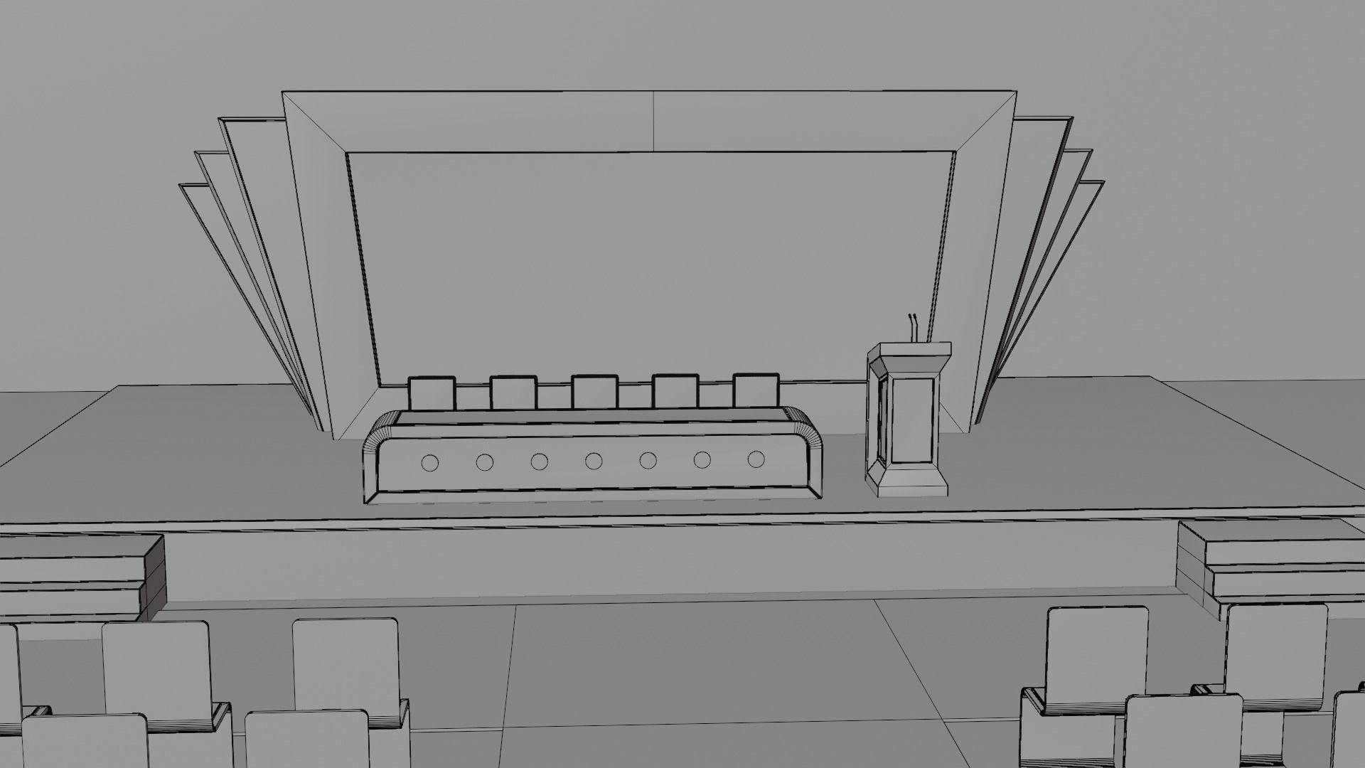 Conference Room or Event stage design with big display Low-poly 3D model_19