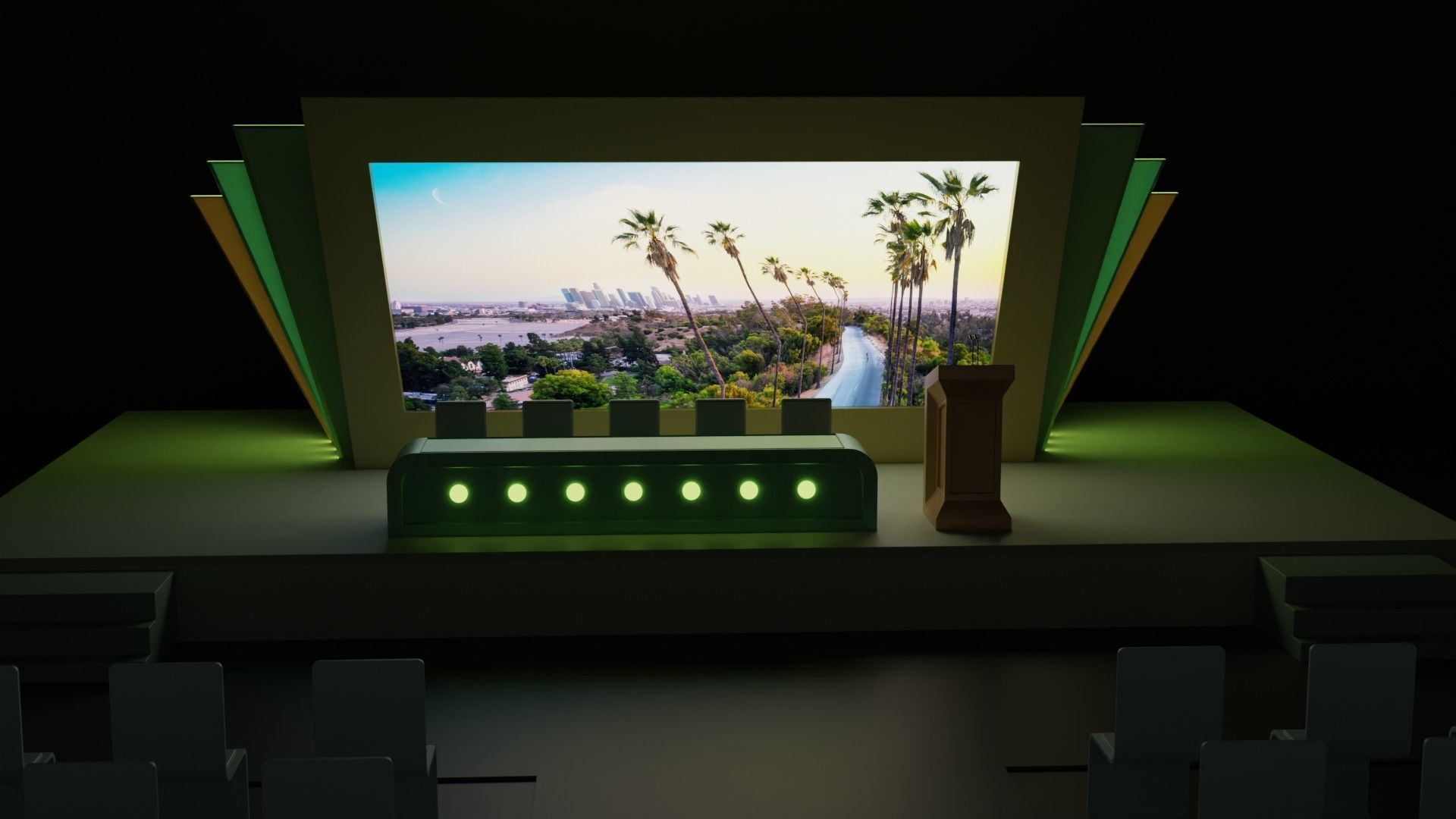 Conference Room or Event stage design with big display Low-poly 3D model_6